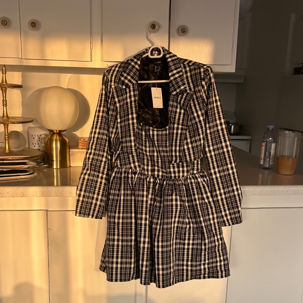 Forever 21 Black and White Plaid Blazer